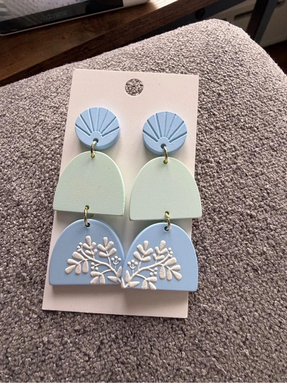 Kids Pastel Blue & Mint Clay Drop Earrings